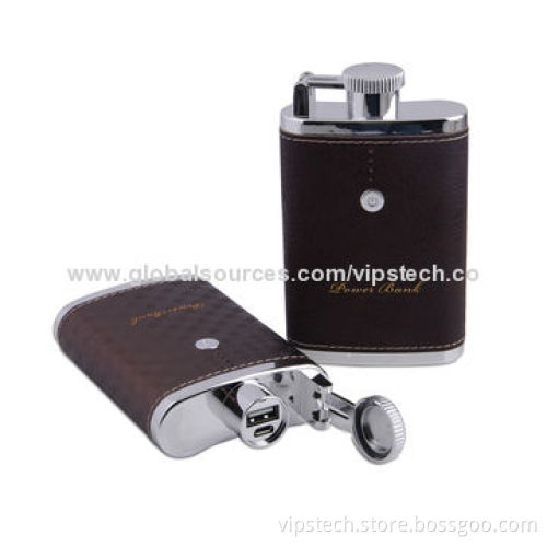MP3 Player Charger with 6,600mAh Capacity, Flagon Shape, Classical PU DesignNew